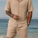 KZZ Men's Textured Knit Two-Piece Set