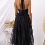 Fairy Vibes Tulle Gathered Detail Halter Maxi Dress