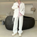 French Rose-ribbon Suit Jacket Straight-leg Casual Trousers Two-piece Set