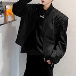 Retro Punk Short Padded Shoulder Leather Jacket