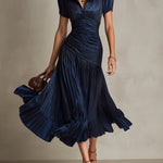Adriana™ | Vintage Striped Satin Midi Dress