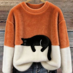Aileen™ | Elegant Cat Print Oversized Sweater