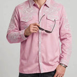 KZZ Men's Vintage Western Long-Sleeve Shirt