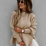 Side Split Knitted  Sweater Top