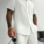 KZZ Men's Plus-Size Streetwear Two-Piece Set