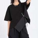 Womenâ€˜s Crew Neck Loose Irregular Hem T-shirt