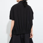 Women's Asymmetric Paneled Short Sleeve Designer Shirt