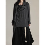 Asymmetrical Ribbon Long Sleeves T-Shirt