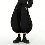 Japanese High-Waisted Loose-Fit Cropped Trousers