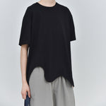 Irregular Wavy Hem Loose Pullover T-shirt