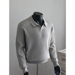 Seagull Collar Long-sleeved Knit Sweater