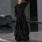 Irregular Slanted Placket Shirt and Trousers Two-piece set