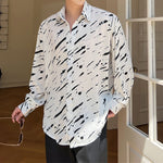 Splattered Graffiti Print Balloon Sleeve Shirt