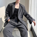 Vintage Distressed Washed Denim Jacket and Wide-leg Pants Two-piece Set