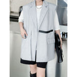 Women's Large Pocket Dropped Shoulder Sleeveless Blazer Vest