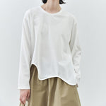 Women's Wavy Hem Casual Round Neck Shirt