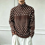 Ink-wash Polka Dot Turtleneck Pleated Base Layer Top