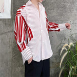 Irregular Stripe Panel Long Sleeve Shirt