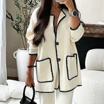 Edge Decorated Jacket Casual Pants Two-piece Set