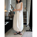Women's Japanese Loose Crew Neck Sleeveless Balloon Dress