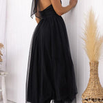 Fairy Vibes Tulle Gathered Detail Halter Maxi Dress