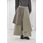 Womenâ€˜s Irregular Color-blocked Faux Two-piece Casual Skirt Pants
