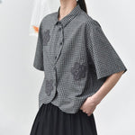 Women's Floral-patterned Curved Hem Shirt