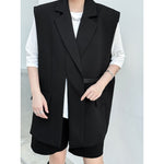 Women's Large Pocket Dropped Shoulder Sleeveless Blazer Vest