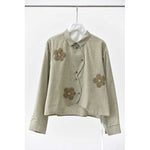 Women's Floral Patchwork Curved Hem Long-sleeved Shirt