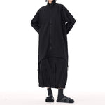 High-neck Batwing Sleeve Trench Coat Elastic Waist Skirt
