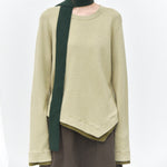 Women's Color-blocked Patchwork Faux Two-piece Pointed Hem Thin Sweater