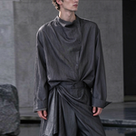 Irregular Slanted Placket Shirt and Trousers Two-piece set