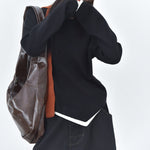 Women's Color-blocked Patchwork Faux Two-piece Pointed Hem Thin Sweater