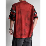 Punk Studded Lace Up Deconstructed Short-sleeve T-shirt