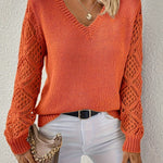 V|C - Pointelle Sleeve V-Neck Sweater Nancy