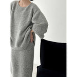 Korean Back Button Knit Sweater Skirt Two-piece Set