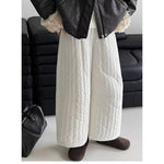Quilted Striped Cropped Casual Trousers