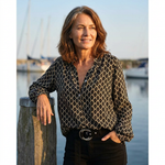 Vivienne | Geometric Print V-Neck Blouse
