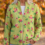 Constance™ | Pink Floral Lime Zip Cardigan