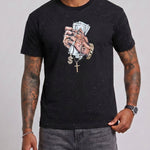 KZZ Men's Short-Sleeve Tee with Dazzling "Starry Sky" Effect