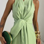 Valentina | Halter Jumpsuit with Tie Front and Wide-leg Palazzo Cut