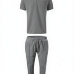 KZZ Men's Pure Color Jacket and Sports Leisure Long Pants