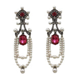 Vintage Long Ruby pearl Tassel Earrings