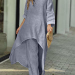 Fashionable Solid Color Two-piece Set