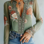 Sienna | Lace Trim Floral Blouse