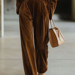 【24-hour shipping out】Casual Loose Vintage Pocket Velvet Suit Pants
