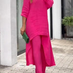 Fashionable Solid Color Two-piece Set
