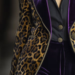 【24-hour shipping out】Casual Vintage Velvet Leopard Print Contrast Lapel Blazer