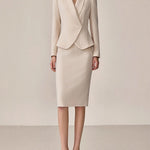 【24-hour shipping out】High-End Fashion Temperament Lapel Beige Suit