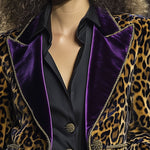 【24-hour shipping out】Casual Vintage Velvet Leopard Print Contrast Lapel Blazer